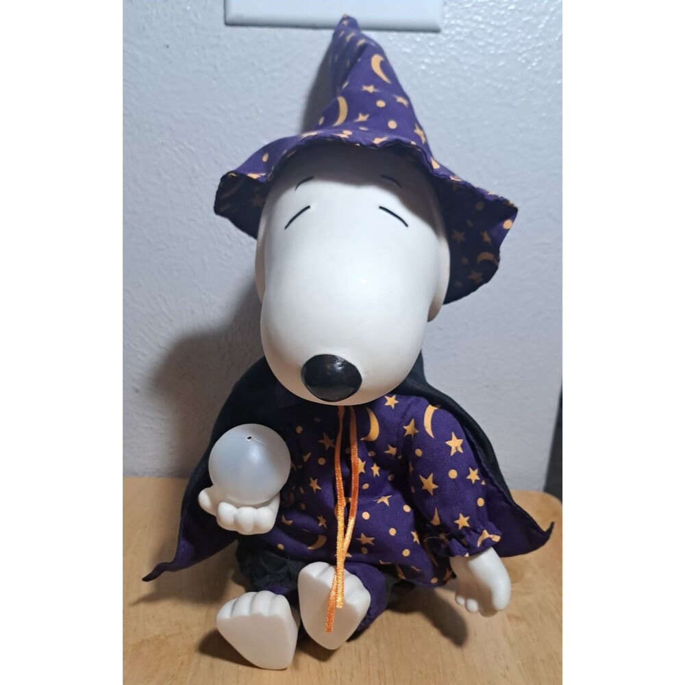 VTG Gemmy Peanuts Halloween Dancing Snoopy Wizard Halloween Figure WORKING READ
